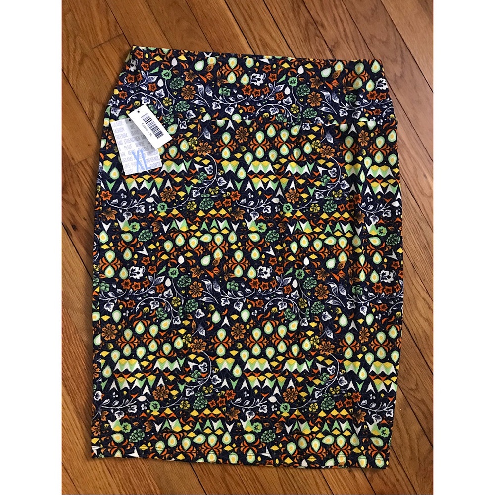 NWT LuLaRoe Navy/Orange Cassie Skirt, size XL